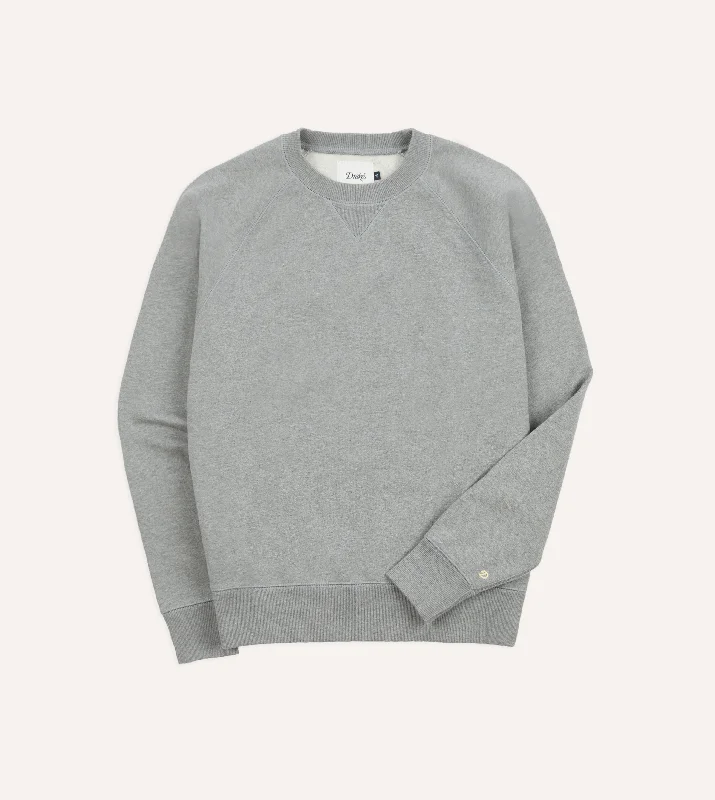 hoodie for gym -Grey Brushed Cotton Jersey Sweatshirt