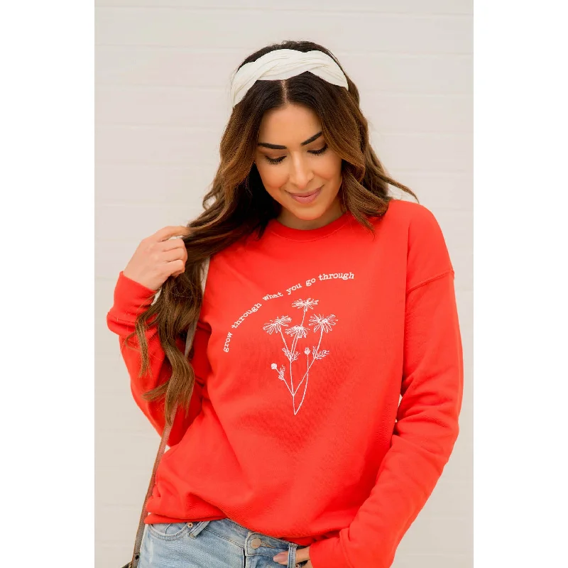 casual hoodie with pockets -Grow Through Graphic Sweatshirt