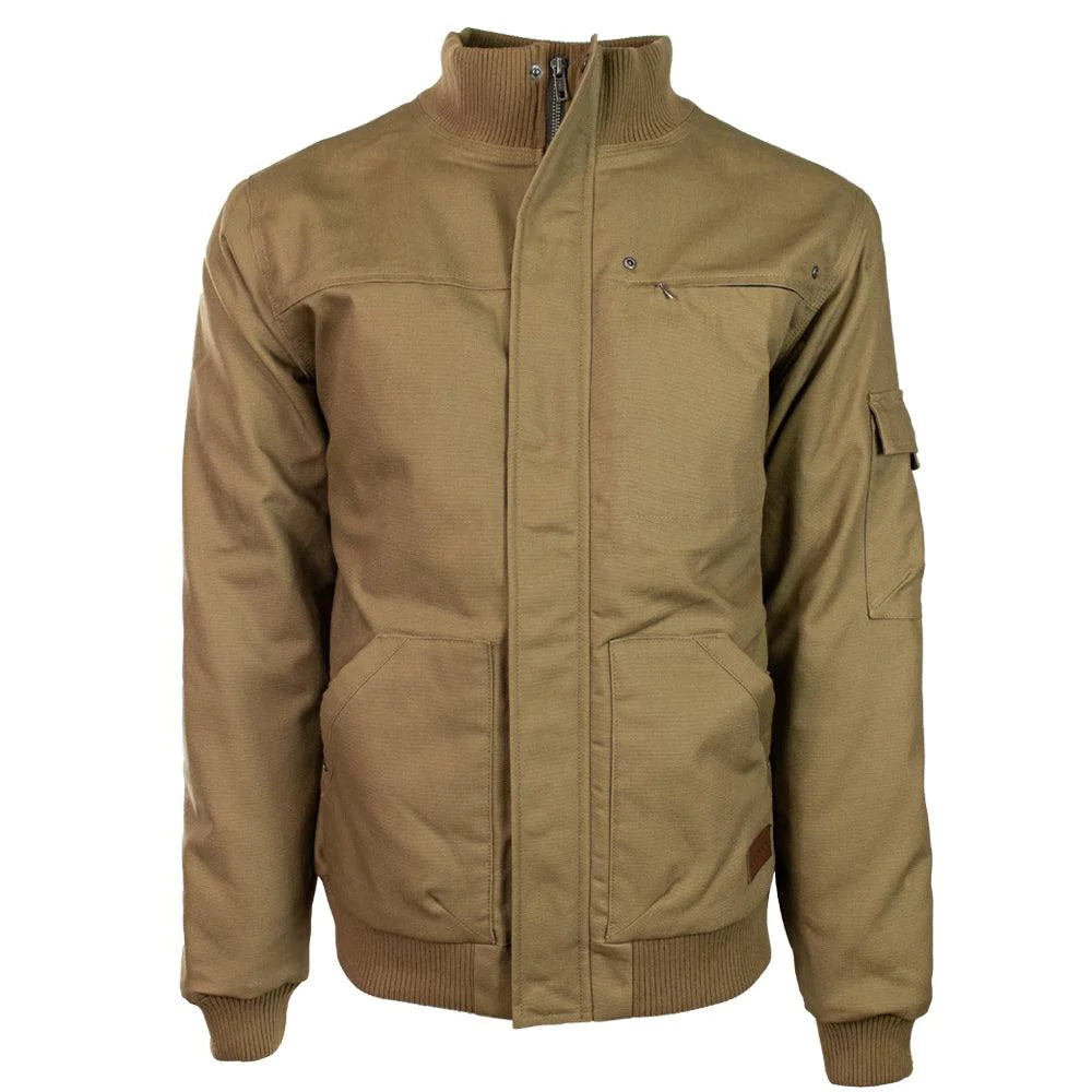 zippered insulated jacket-Hooey Men's Tan Cargo Jacket with Aztec Lining