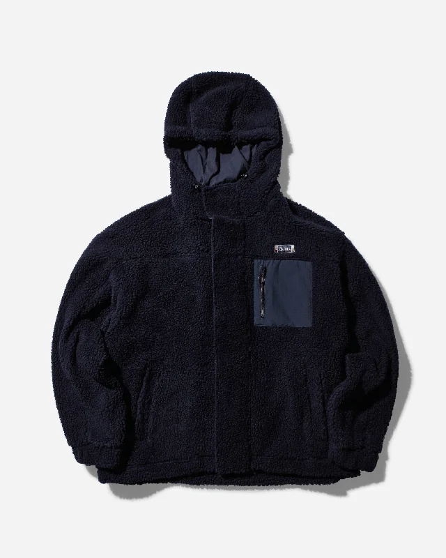 casual coat for cold weather-Men's Oversized Fleece Jacket Navy