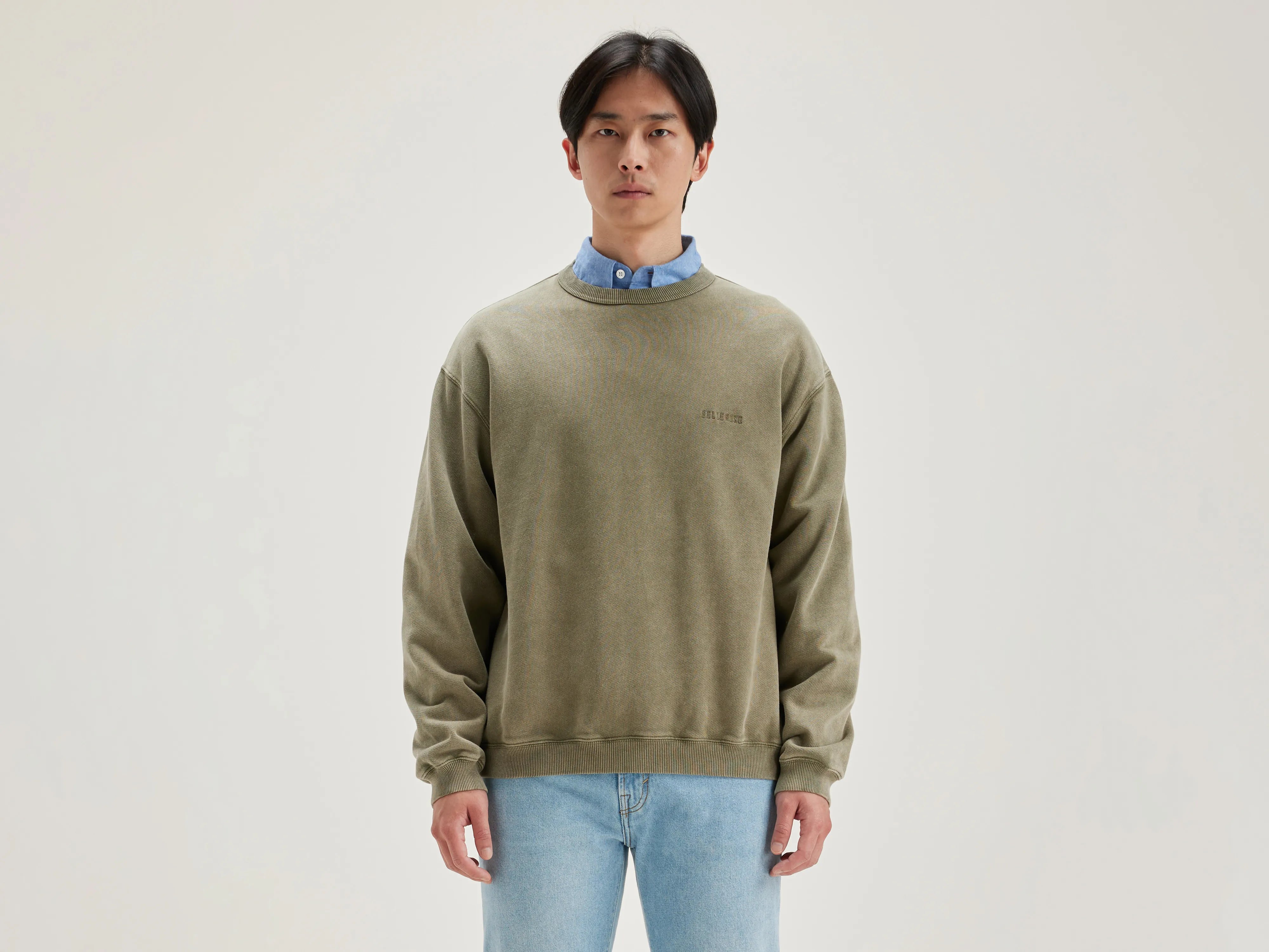 hoodie with subtle design -Fabien crew-neck sweatshirt (242 / M / MILITARY)