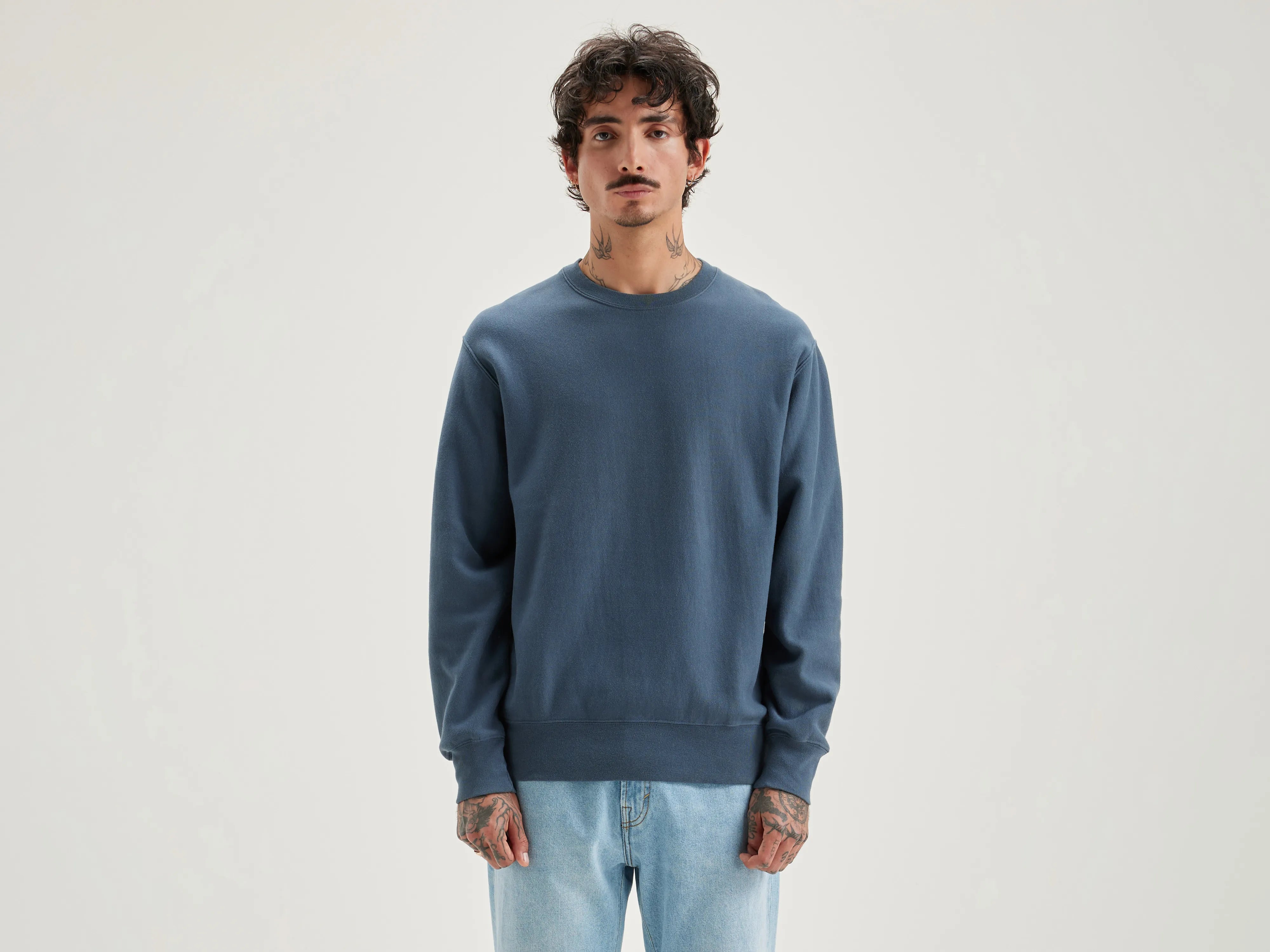 hoodie for easy-going days -Flake crew-neck sweatshirt (242 / M / DOVE)