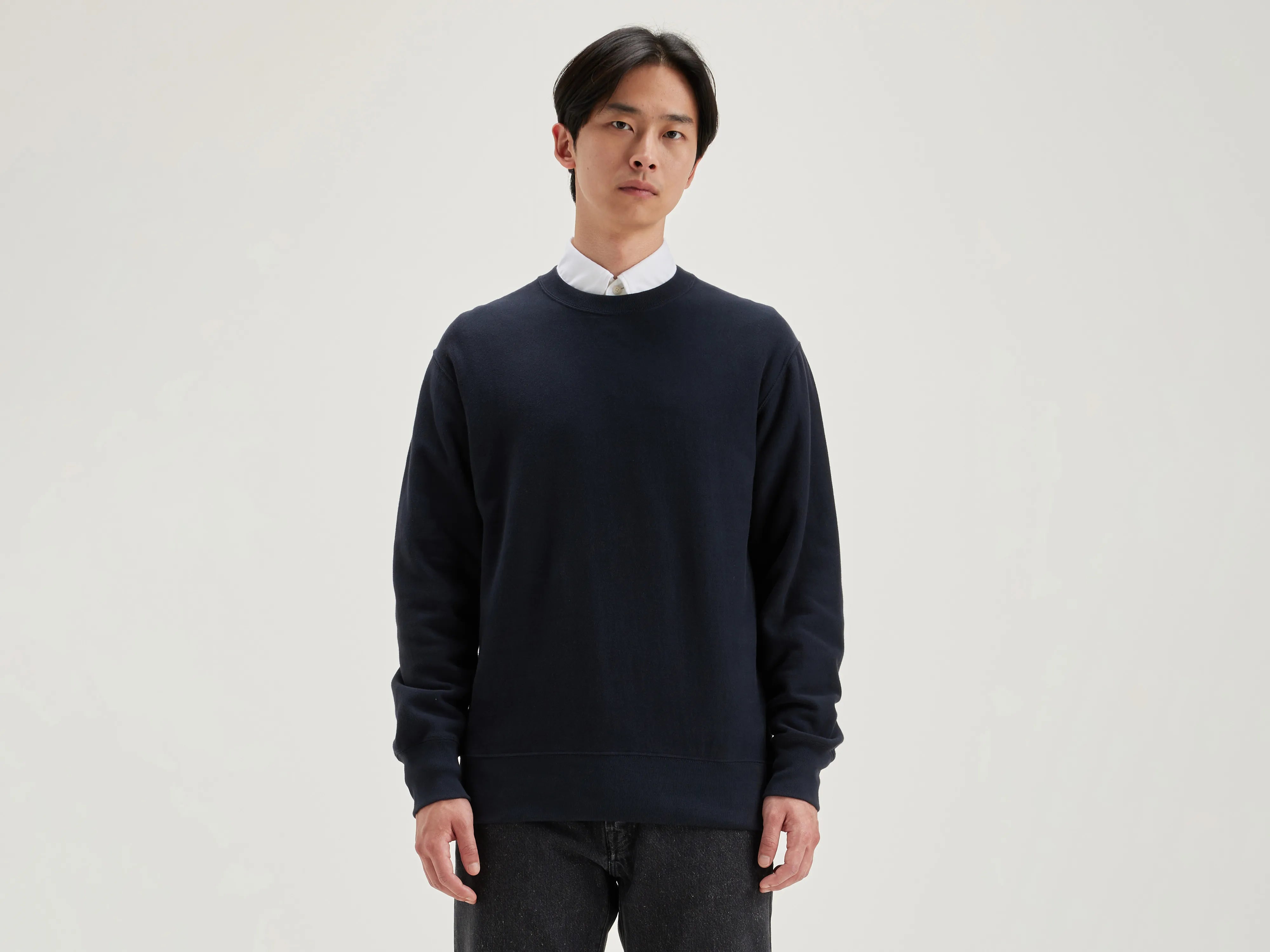 hoodie for summer nights -Flake crew-neck sweatshirt (242 / M / NAVY)