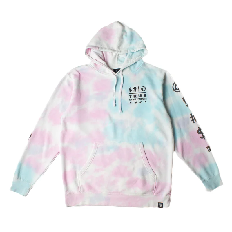 hoodie for casual day out -Mens Four Letter Tie Dye Hoodie Candy