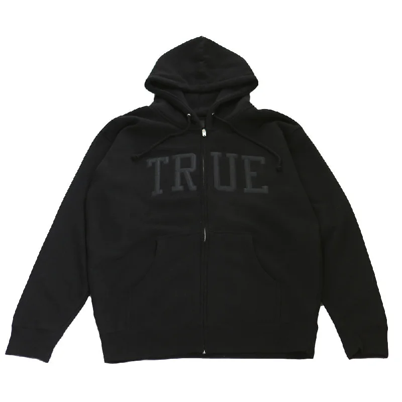 hoodie for layering in winter -Men's True Arched Zip Hoodie Black