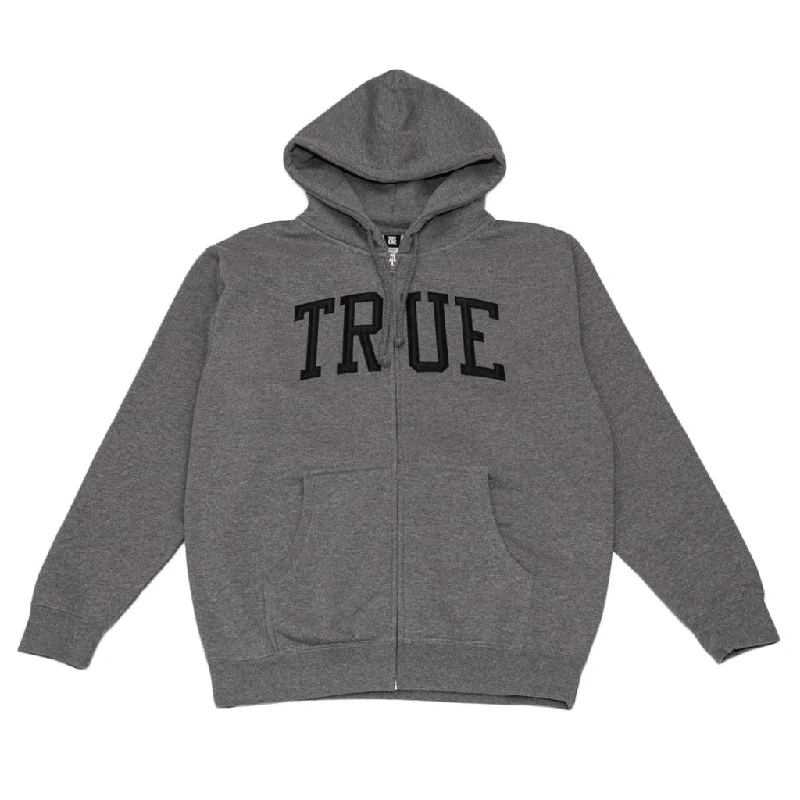 hoodie for active wear -Men's True Arched Zip Hoodie Grey/Black