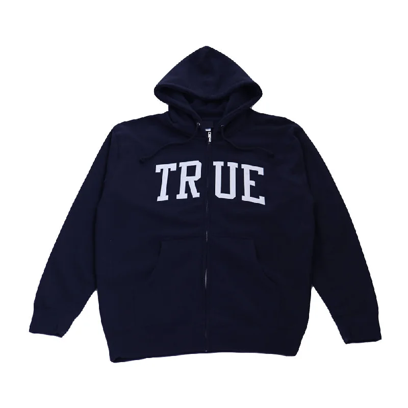 hoodie for all weather conditions -Men's True Arched Zip Hoodie Navy