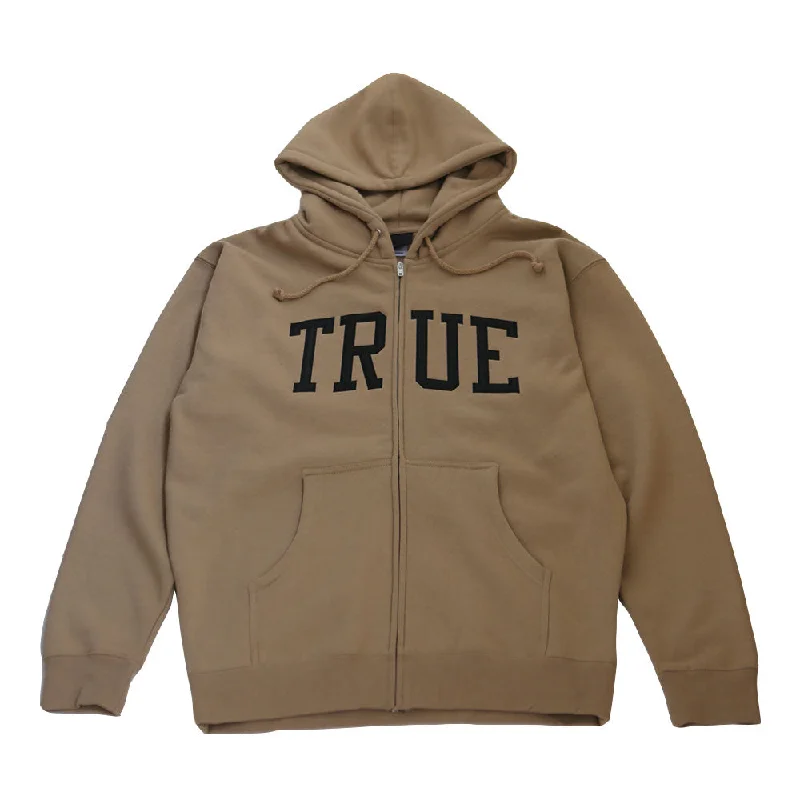 hoodie for winter fashion -Men's True Arched Zip Hoodie Tan