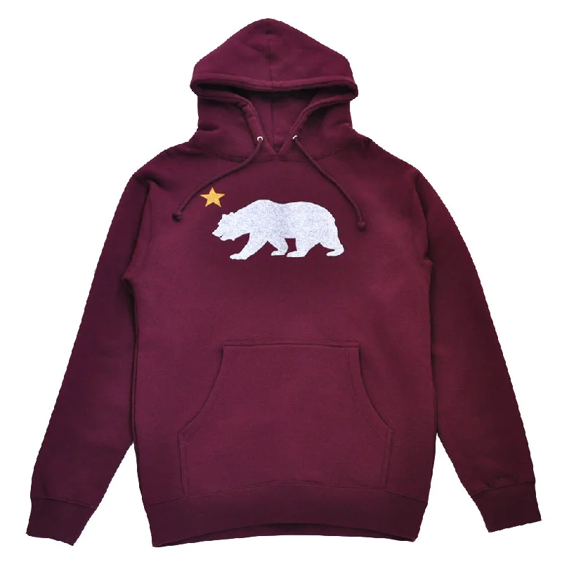 hoodie for indoor activities -Mens True Bear Star Hoodie Burgundy