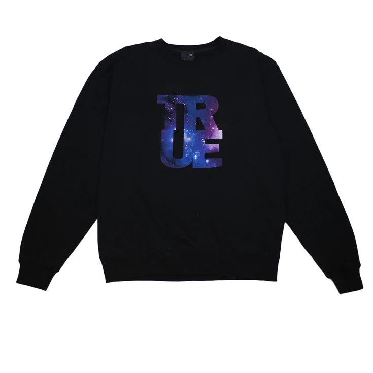 hoodie for all seasons -Mens True Galaxy Crewneck Sweatshirt Black