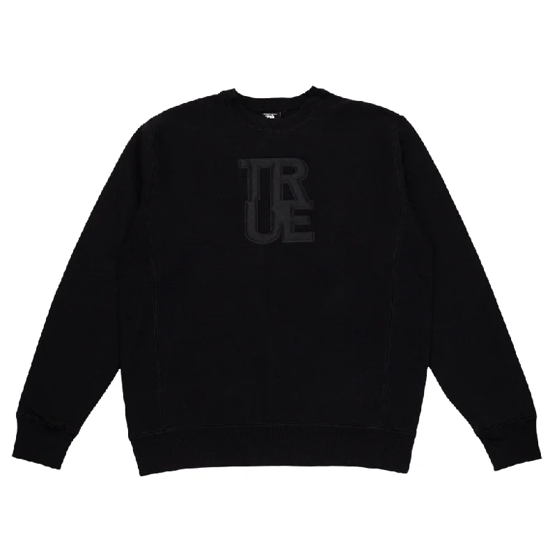 hoodie with contrasting sleeves -Men's True Logo Crewneck Sweatshirt Black/Black