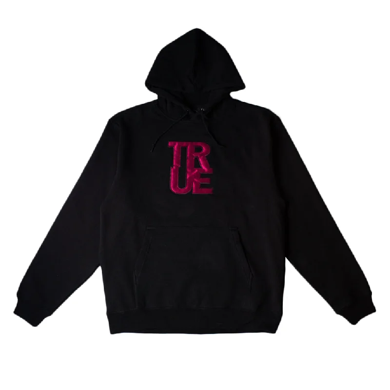 hoodie with a loose fit -Mens True Logo Hoodie Black/Maroon