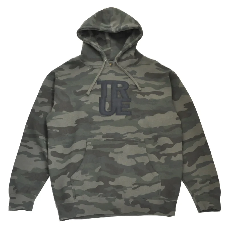 hoodie for camping -Mens True Logo Hoodie Olive Camo