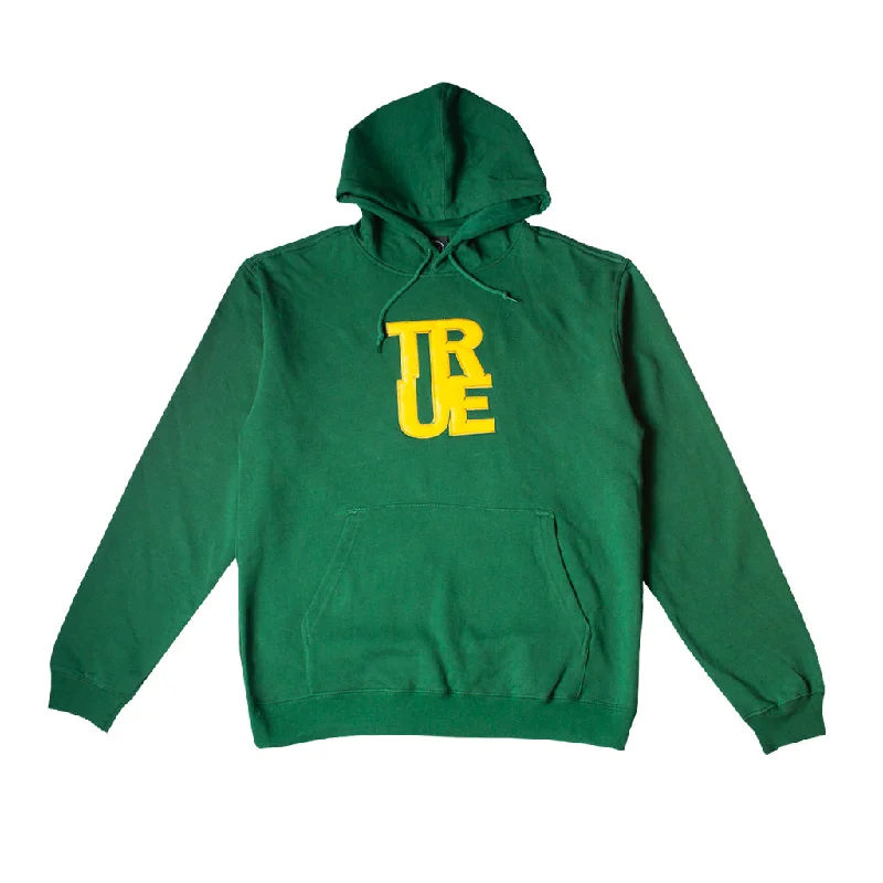 hoodie with sport-inspired style -Mens True Logo Hoodie Green/Yellow