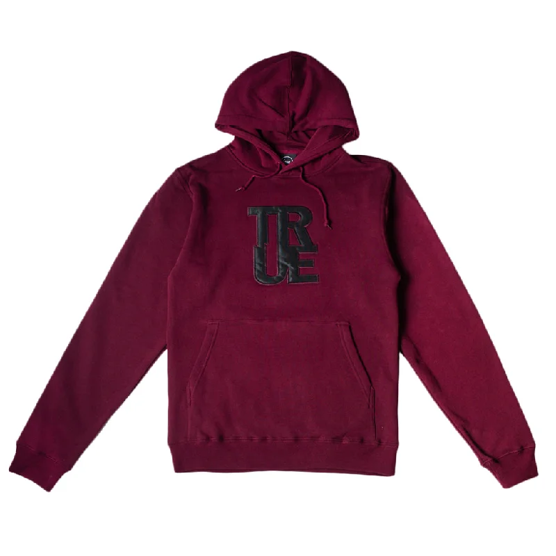 hoodie for men with logo prints -Mens True Logo Hoodie Maroon/Black