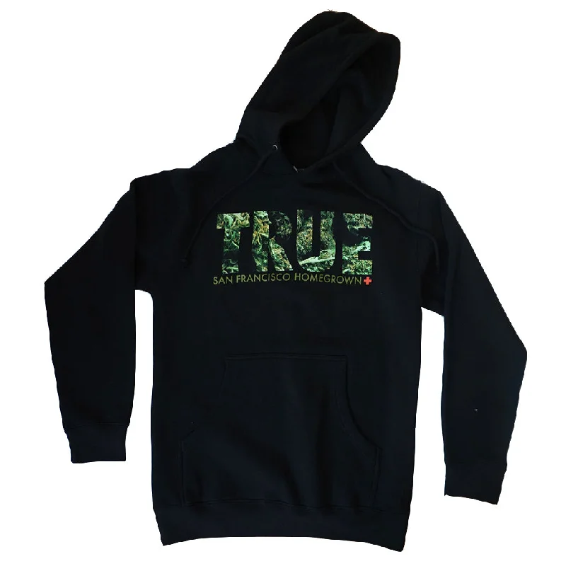 hoodie with stylish details -Mens True Weed Hoodie Black