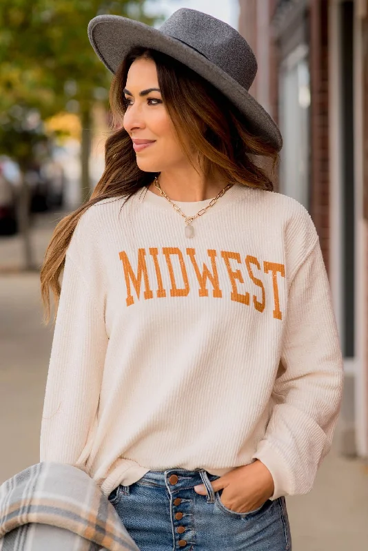 oversized hoodie for men -Midwest Ribbed Crewneck