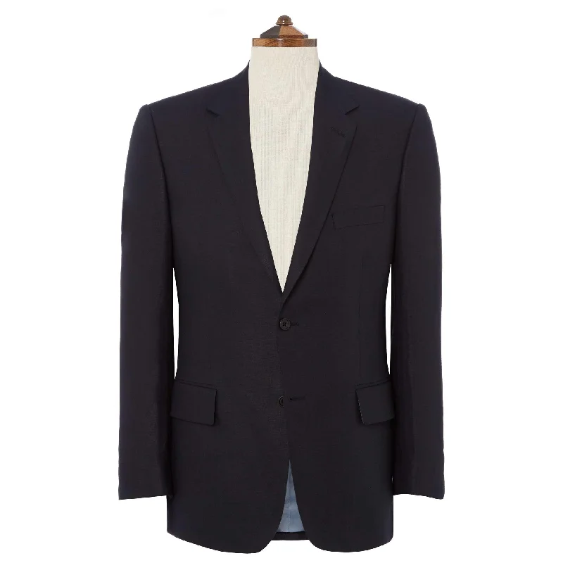 winter jacket with zip closure-NAVY GEORGE SLIM FIT LINEN JACKET