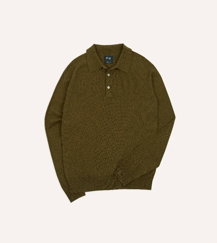 best value hoodie for men -Olive Alpaca Wool Knitted Polo