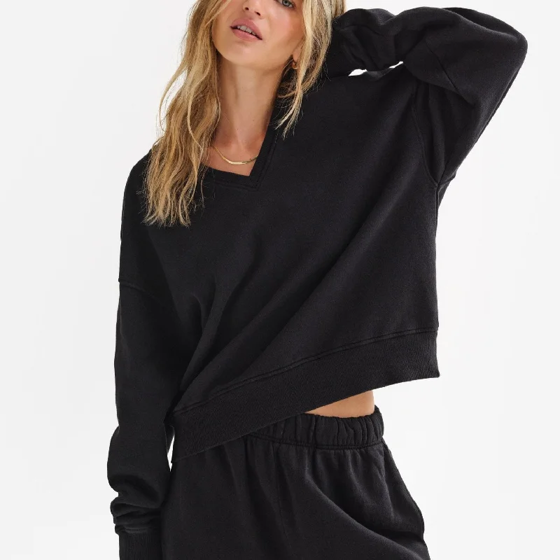 hoodie for perfect layering -Organic Fleece V-Neck Sweatshirt