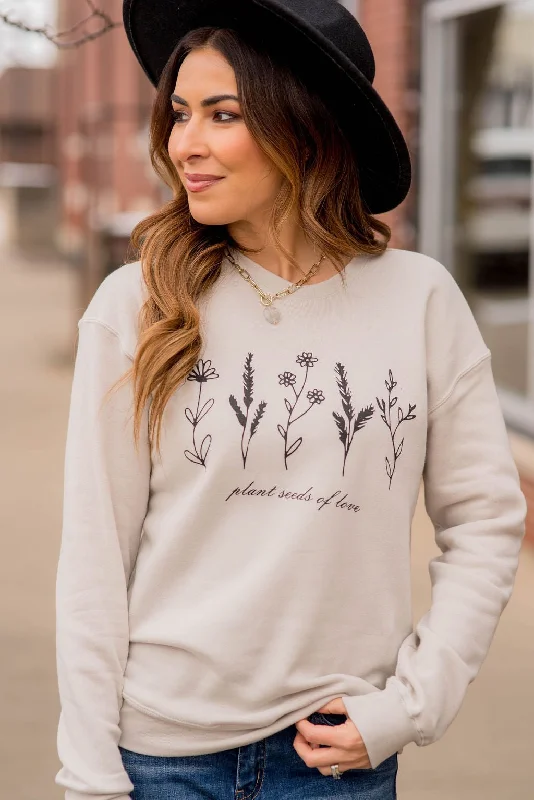 hoodie with trendy patterns -Plant Seeds Of Love Graphic Crewneck