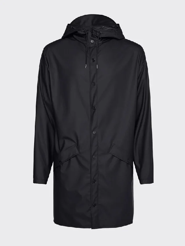 insulated jacket for hiking-Rains Long Jacket in Black