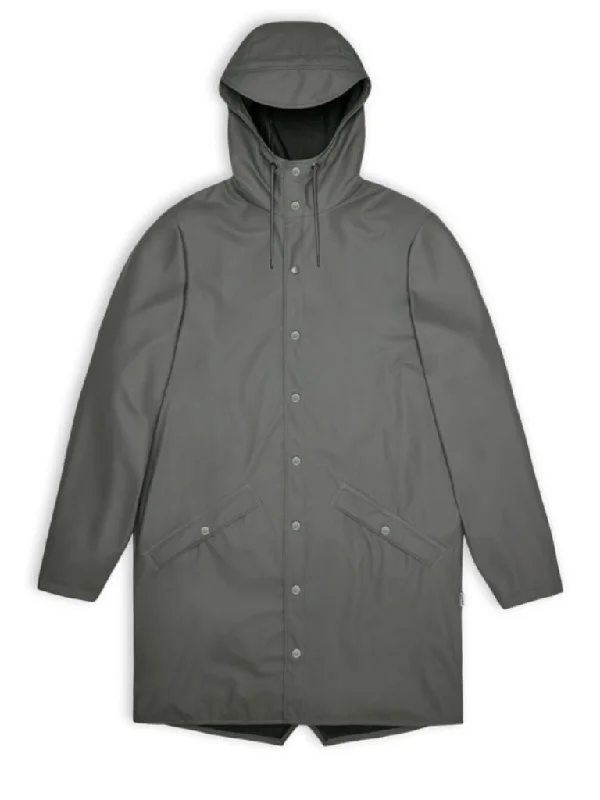 stylish fleece jacket for winter-Rains Long Jacket in Grey