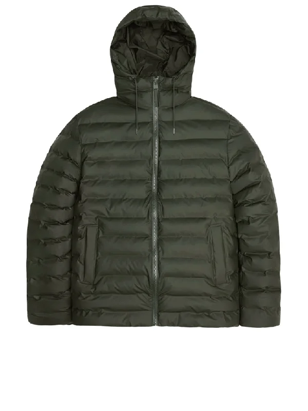 men’s slim parka jacket-Rains Lohja Puffer Jacket in Green