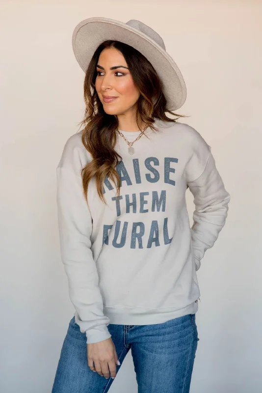 hoodie with soft fabric -Raise Them Rural Graphic Crewneck