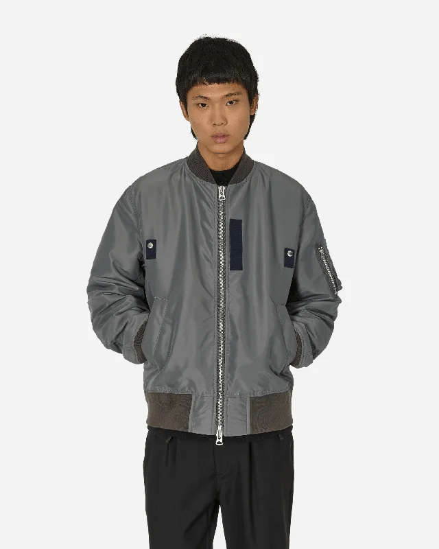 men’s tactical performance jacket-Nylon Twill Bomber Jacket Grey