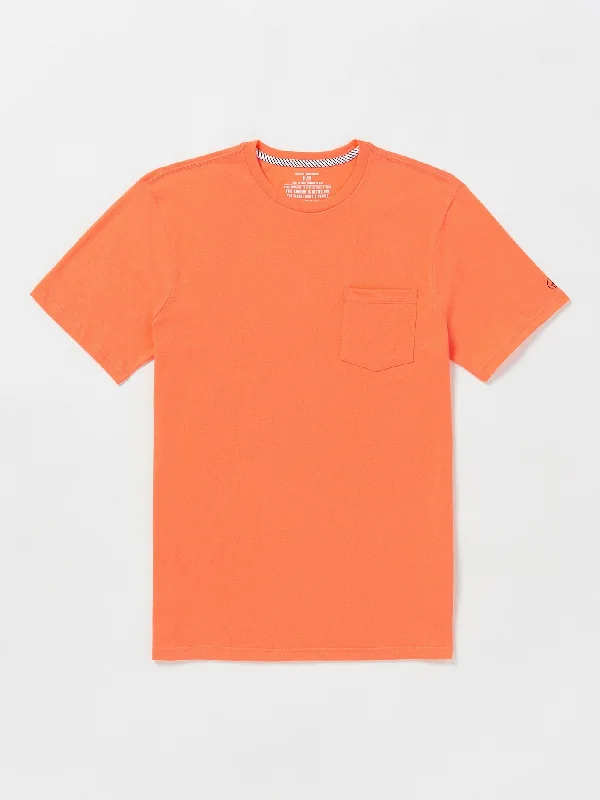 versatile short sleeve shirt for layering -Solid Pocket Tee Short Tee - Turbo Orange