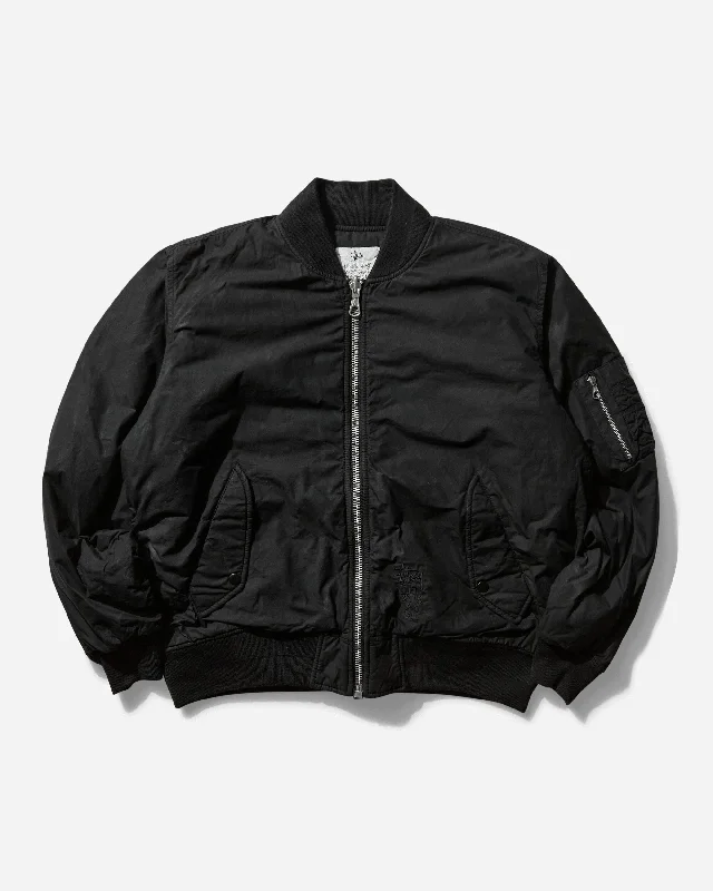 men’s warm jacket for fall-Men's Quilted Bomber Waxed Black