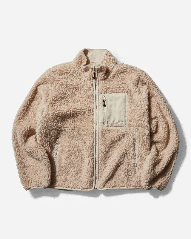 fleece jacket with high collar-Sherpa Reversible Jacket Natural