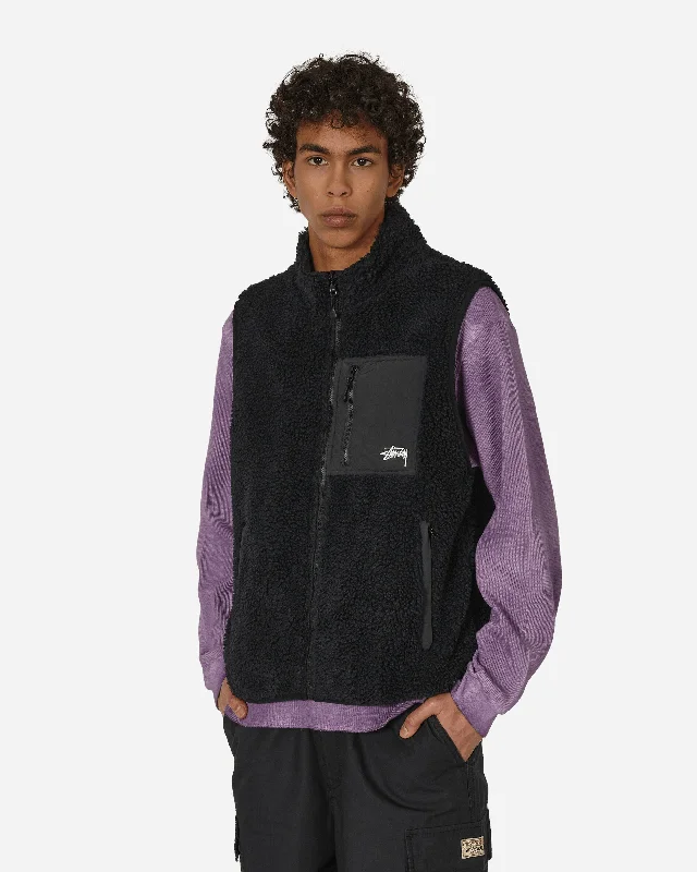 casual outdoor jacket-Sherpa Reversible Vest Black