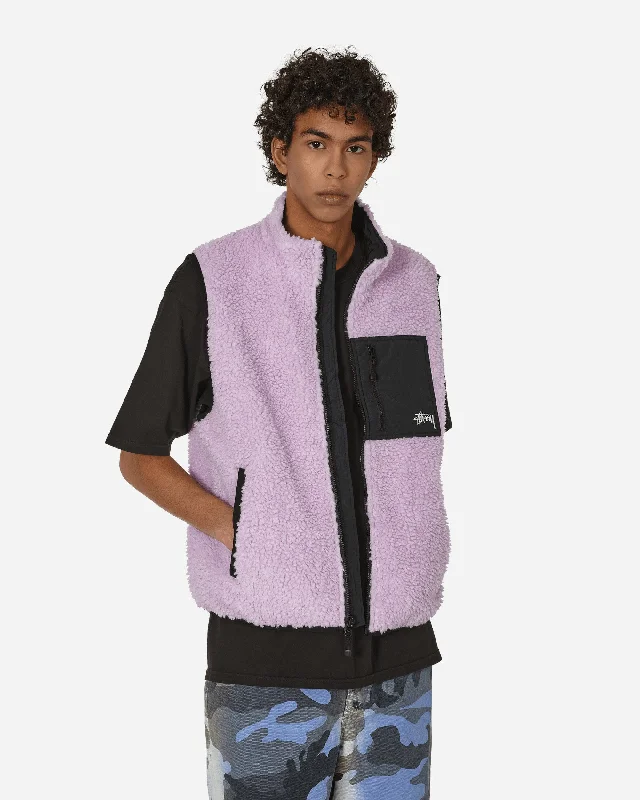 women’s cold weather coat-Sherpa Reversible Vest Lavender