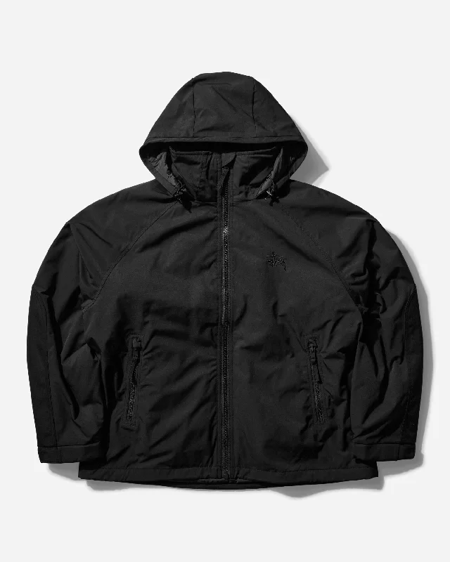 zip-up jacket for cool days-Short Military Parka Black