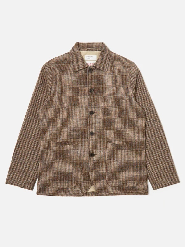 warm and cozy winter jacket-Universal Works Harris Tweed Bakers Jacket in Brown