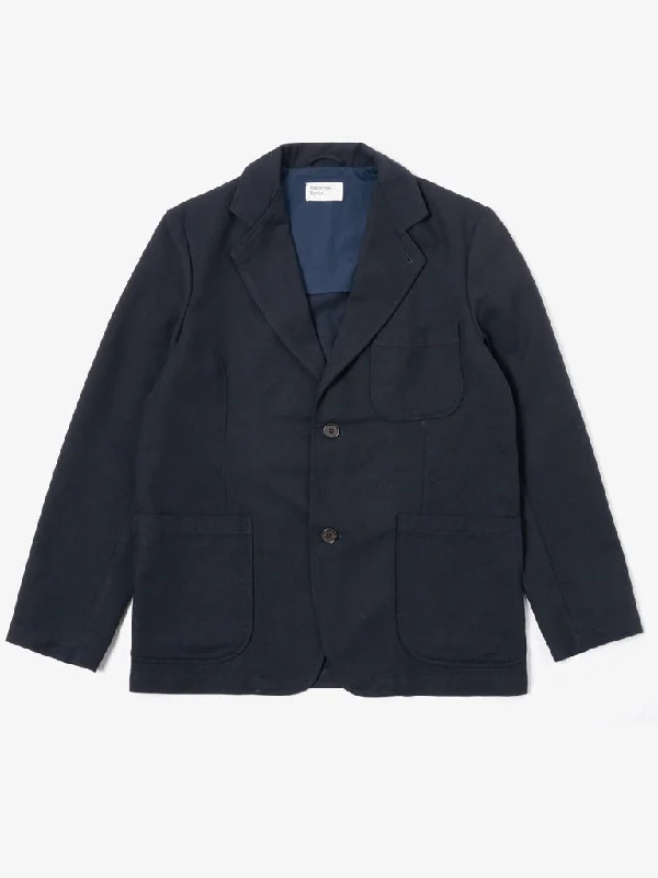 versatile winter jacket for men-Universal Works Two Button Jacket in Italian Tweed Navy