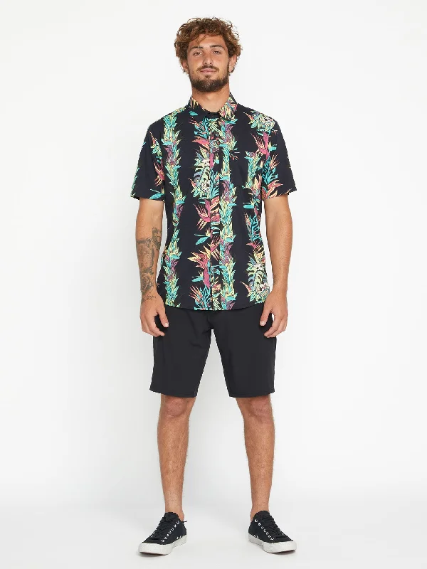 comfortable short sleeve cotton shirt -Volcom Entertainment Pepper Short Sleeve Shirt - Black