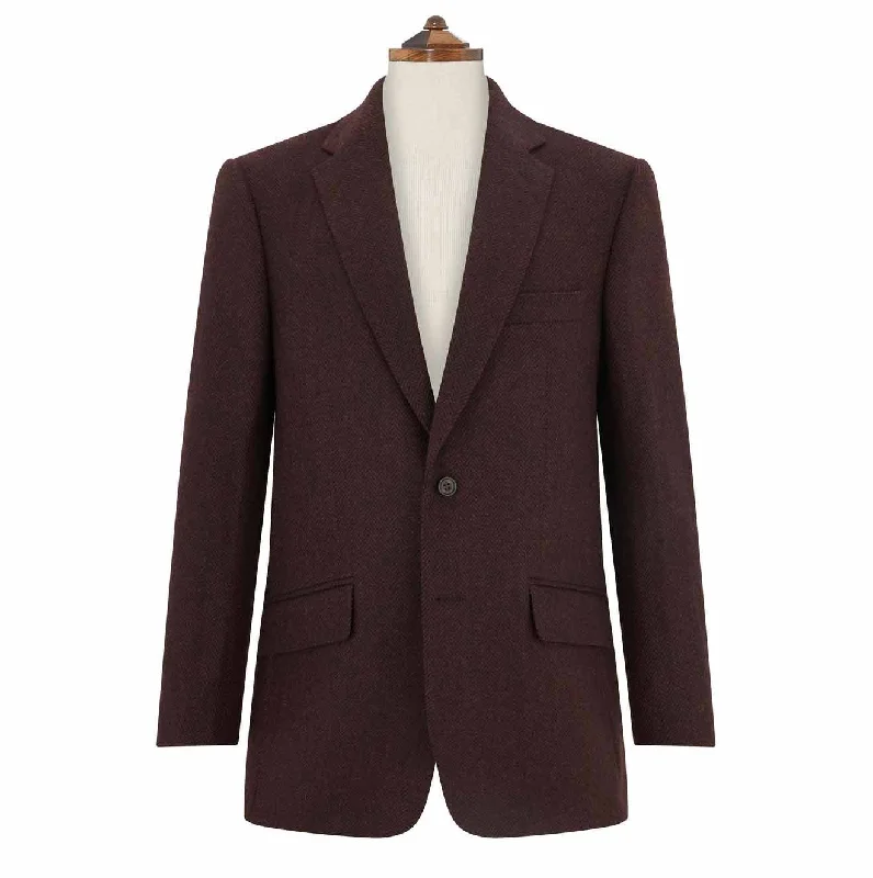 zippered insulated jacket-William Burgundy Herringbone Jacket