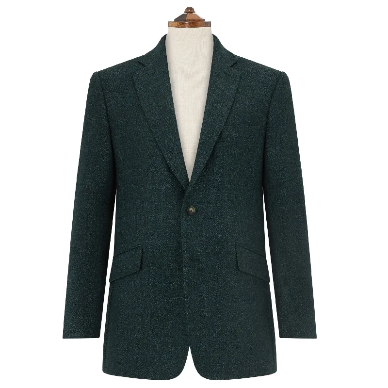 zippered coat for winter-William Dark Green Marl Jacket