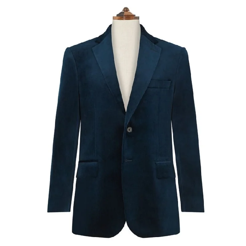 trendy parka coat for men-William French Navy Velvet Jacket