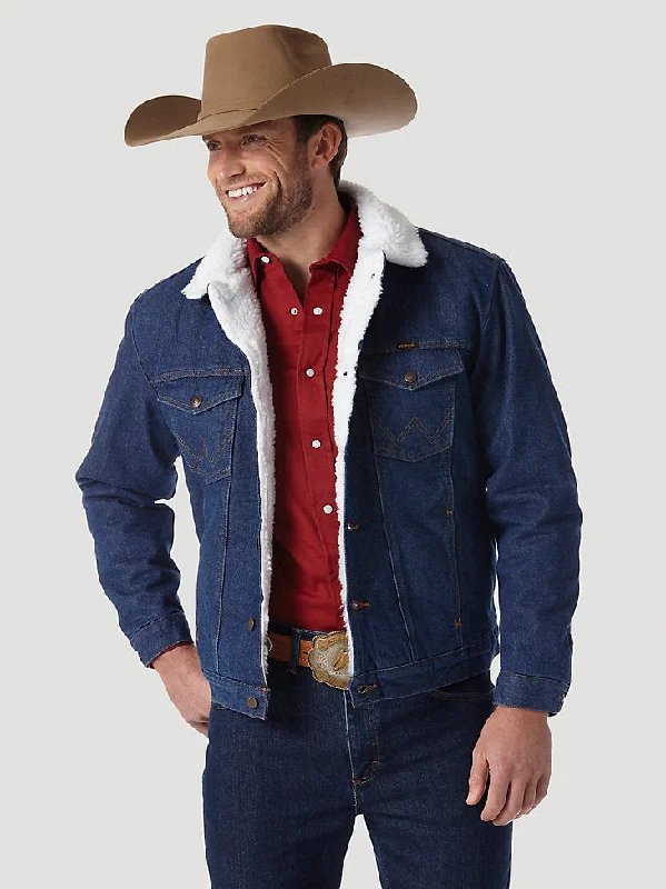 women’s padded performance coat-Wrangler Men's Cowboy Cut Sherpa Lined Denim Jacket