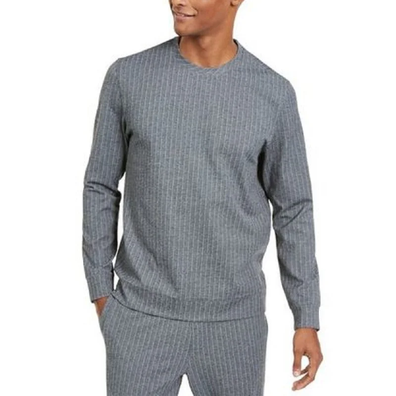 chunky knitted cardigan-Alfani Men's Classic-Fit Stretch Stripe Knit Sweatshirt Gray Size 2 Extra Large - XX-Large