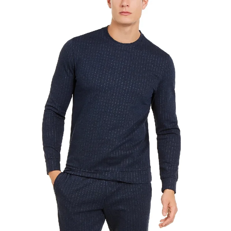 patterned sweater for winter-Alfani Men's Classic-Fit Stretch Stripe Knit Sweatshirt Navy Size XXL - XX-Large