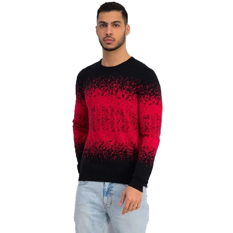 men's cotton sweater-Alfani Men's Ombre Rib Crewneck Sweater Red Size Medium