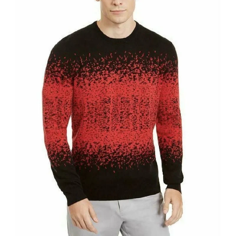 classic knit sweater for men-Alfani Men's Ombre Rib Crewneck Sweater Red Size XX-Large