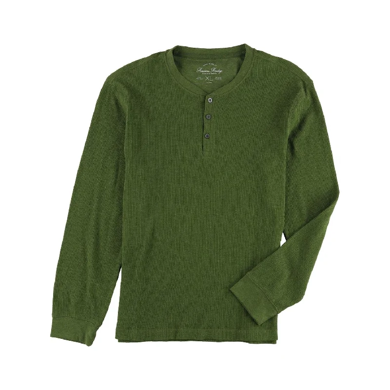 men's black wool sweater-American Heritage Men's Textured Henley Shirt Olive Size 2 Extra Large - XXL