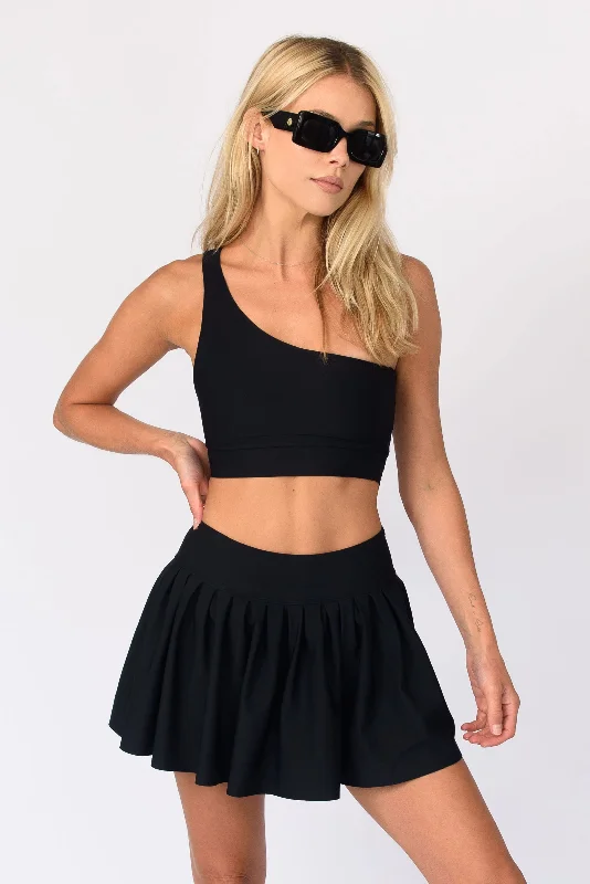 casual short sleeve shirt for activewear -Ansley Sports Bra - Black