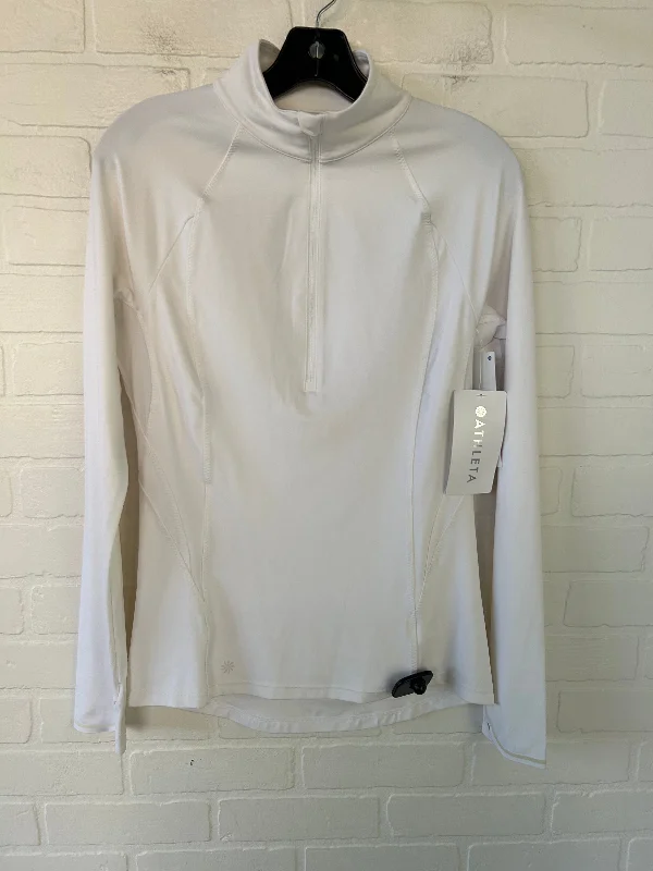 relaxed short sleeve shirt for work -Athletic Top Long Sleeve Collar By Athleta In White, Size: Xs